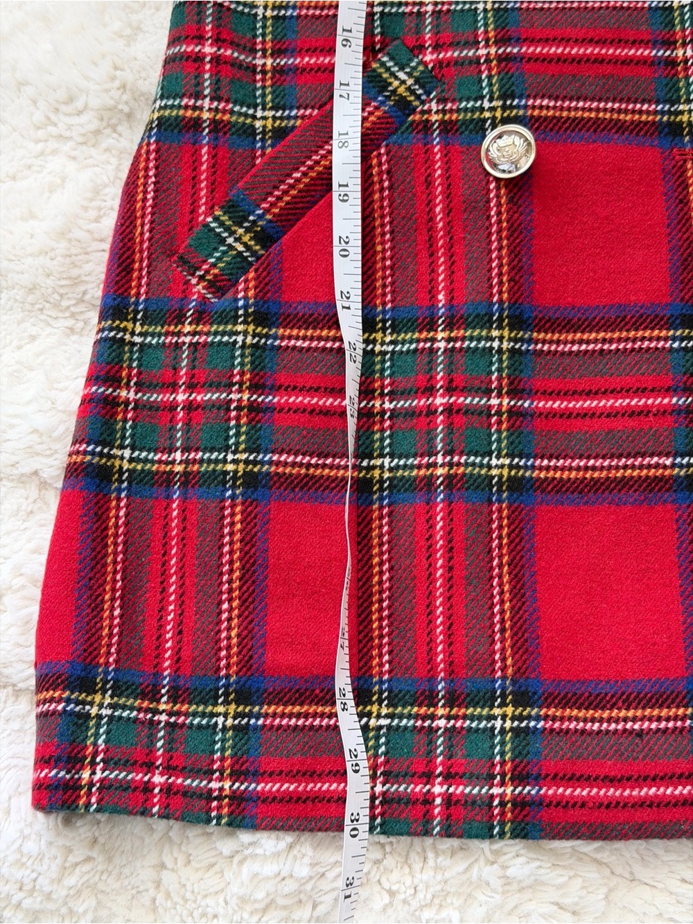 Venus Red Tartan Plaid Fitted Double-Breasted Longline Blazer Jacket - 8 - Picture 12 of 15